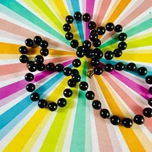 Super fun vintage 24" black plastic bead necklace